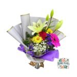 Ramo Primaveral Rosa + Gerbera + Lirio + Flores de Temporada