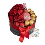 Box Cilindro 12 Rosas Rojas + Bombones + Espumante Jp Chenet