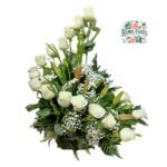 Arreglo Fúnebre de 15 Rosas + Lirios