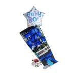 Caja 12 Rosas Azules + Chocolate Hershey + Globo