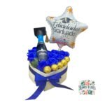 Box Corazón 10 Rosas Eternas De Jabón + Bombones + Espumante + Globo