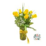 Florero 8 Rosas Amarillas