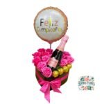 Box Corazón 15 Rosas Eternas De Jabón + Bombones + Globo + Espumante