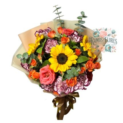 Ramo De Girasoles + Mini Rosas + Claveles + Eucaliptos