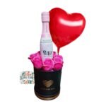 Box Cilindro 7 Rosas Eternas De Jabón + Globo + Espumante