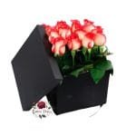 Box Cuadrado 12 Rosas Rosadas