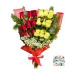 Ramo 18 Rosas Blancas y Rojas