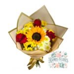 Ramo Primaveral 3 Rosas + Girasol + Flores de Temporada