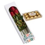 Caja 3 Rosas + Bombones Ferrero