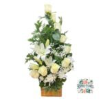 Arreglo Fúnebre de 9 Rosas + Lirio