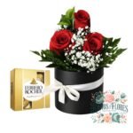 Florero 3 Rosas + Bombones Ferrero