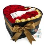 Box Corazón 16 Rosas + 12 Bombones + Espumante Jp Chenet