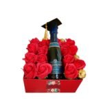 Box Cuadrado 15 Rosas Eternas De Jabón + Bombones + Espumante