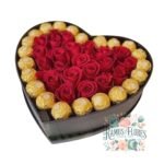 Box Corazón 21 Rosas + 24 Bombones