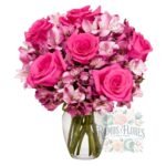 Florero De 8 Rosas + Astromelias Importadas