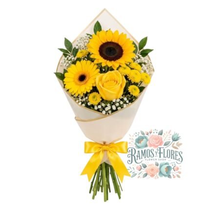 Ramo Flores Amarillas Mix Lirio+ Gerbera + Girasol