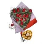 Ramo 12 Rosas Rojas + Bombones Ferrero