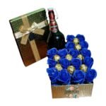 Box Cuadrado 16 Rosas Eternas De Jabón + Bombones + Cerveza Kunstmann