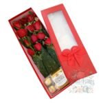 Caja 12 Rosas + Bombones Ferrero
