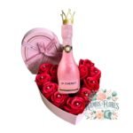 Box Corazón 11 Rosas Eternas De Jabón + Espumante Jp Chenet Ice Rosé + Coronita