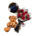 Ramo 8 Rosas + Peluche + Globo