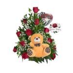 Arreglo 12 Rosas + Peluche + Globo