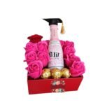 Box Cuadrado 12 Rosas Eternas De Jabón + Bombones + Espumante