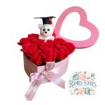 Box Corazón 11 Rosas Eternas De Jabón + Oso Grado
