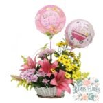 Arreglo Cesta Primaveral + Globos