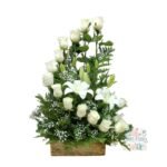 Arreglo Fúnebre de 15 Rosas + Lirios