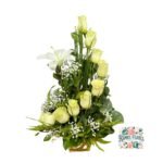 Arreglo Fúnebre de 9 Rosas + Lirio