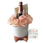 Box Cilindro 8 Rosas + Espumante Limited Brut Rose + 2  Copas de Vidrio Espumante