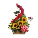 Arreglo 12 Rosas + Girasoles