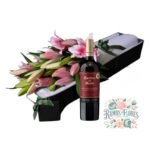Caja 10 Lirios + Botella de Vino