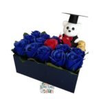 Box Cuadrado 13 Rosas Eternas De Jabón + Bombones + Oso Grado