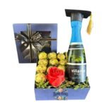 Box Cuadrado 1 Rosa Eterna de Jabón + 12 Bombones + Espumante