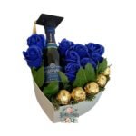 Box Corazón 10 Rosas Eternas De Jabón + Bombones + Espumante