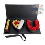 Caja De 10 Rosas Eternas De Jabón + Bombones + Cóctel de Espumante JP Chenet Blanco