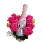 Box Corazón 9 Rosas Eternas De Jabón + Bombones + Espumante