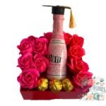 Box Cuadrado 12 Rosas Eternas De Jabón + Bombones + Espumante