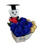 Box Corazón 6 Rosas Eternas De Jabón + Bombones + Oso Grado