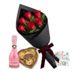 Ramo 6 Rosas Rojas + Bombones + Botella Espumante