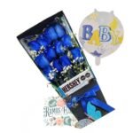 Caja 12 Rosas Azules + Chocolate Hershey + Globo