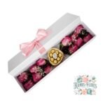 Caja 12 Rosas Rosadas + Bombones Ferrero